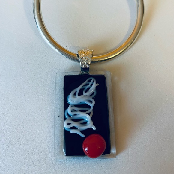 Funky Layered Fused Glass Pendant - Picture 6 of 8